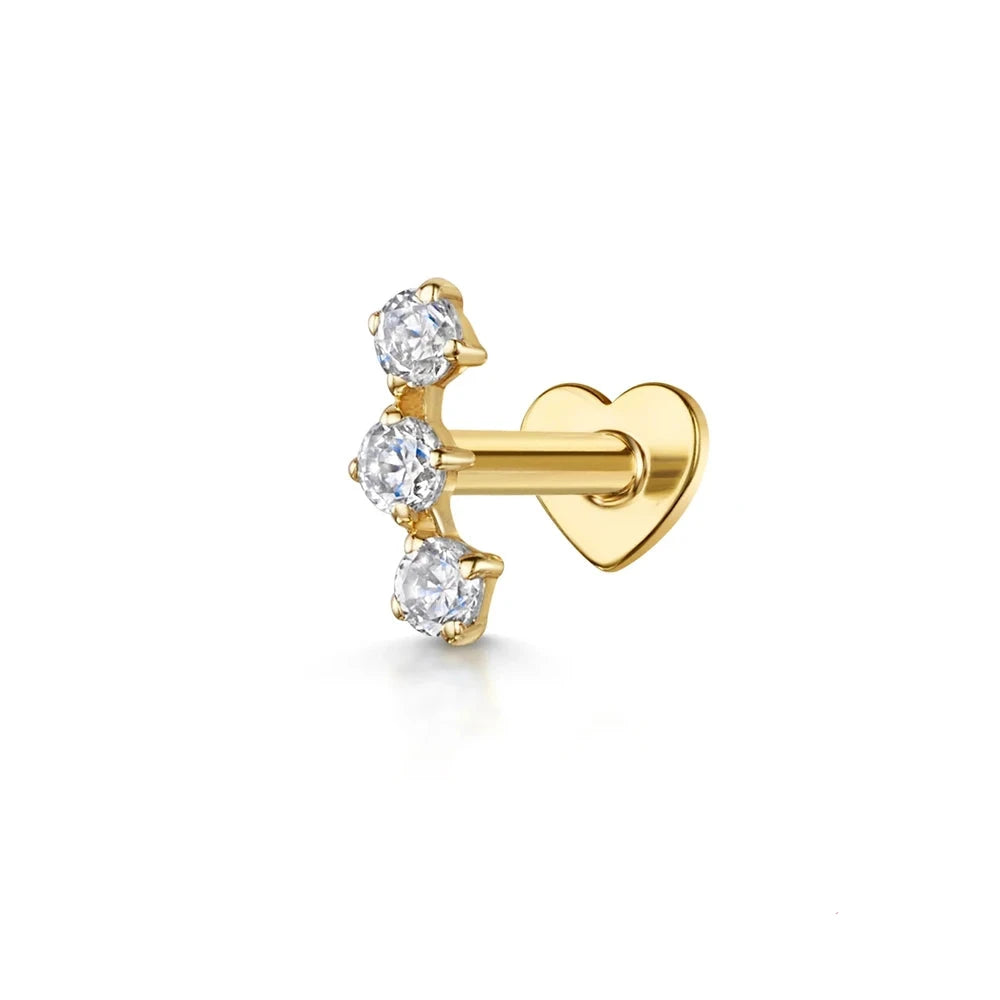 925 Sterling Silver Labret Earrings – Timeless Style with Gold-Plated Luxury