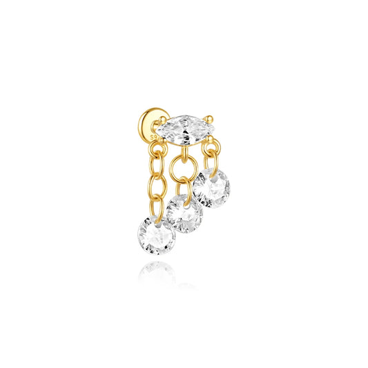 925 Sterling Silver Labret Earrings – Timeless Style with Gold-Plated Luxury