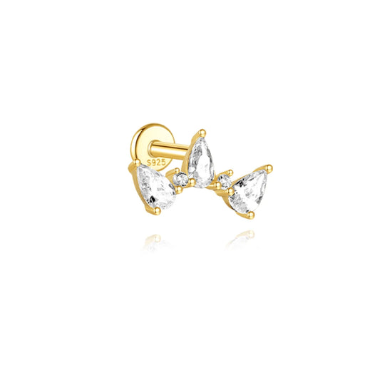 Elegant 925 Sterling Silver Labret and Cartilage Studs – Gold-Plated Perfection