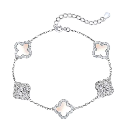 Clover Sparkle Pearl Iced Clover Bracelet