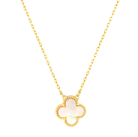 925 Sterling Silver Pearl Gold Clover Necklace