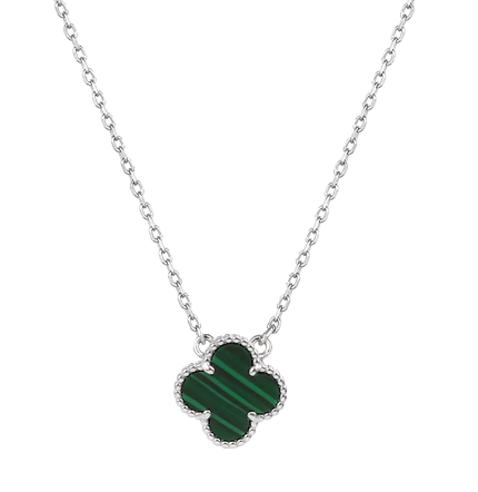 925 Sterling Silver Green Clover Necklace