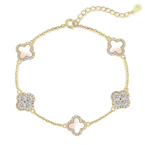 Clover Sparkle Pearl Iced Clover Bracelet