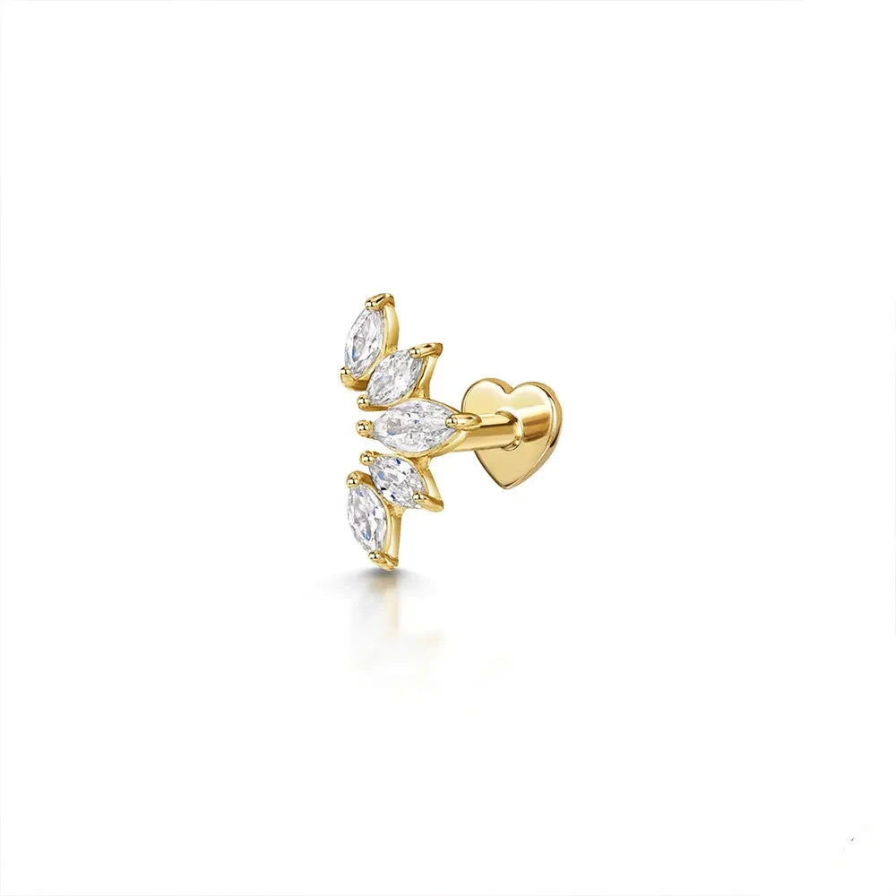 925 Sterling Silver Labret Earrings – Timeless Style with Gold-Plated Luxury