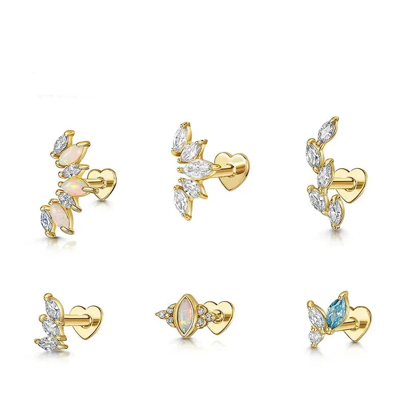 925 Sterling Silver Labret Earrings – Timeless Style with Gold-Plated Luxury